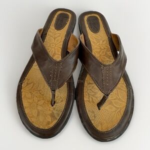 b.o.c Børn Concept Womens Size 10 Brown Leather Slip On Flip Flops Thong Sandal